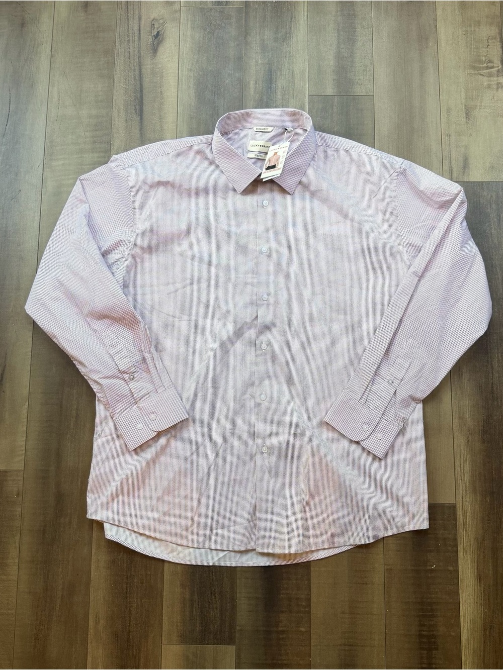 Lucky Brand Men XXL Classic Fit Pink Long Sleeve Button Up Shirt Stretch NWT $59